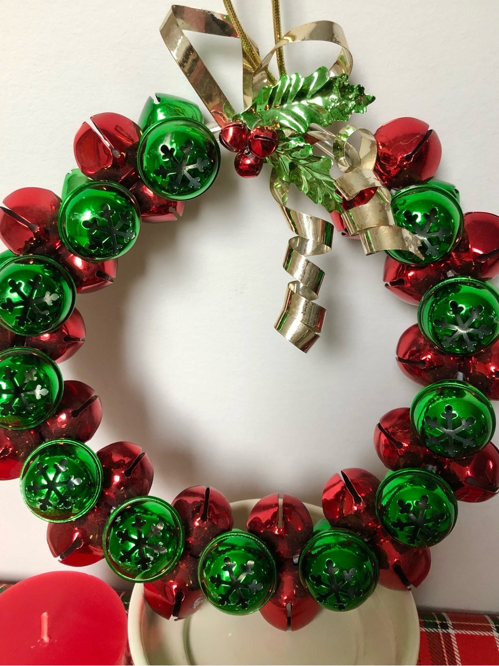 Vintage Metal Snowflake Jingle Bell Festive Wreath